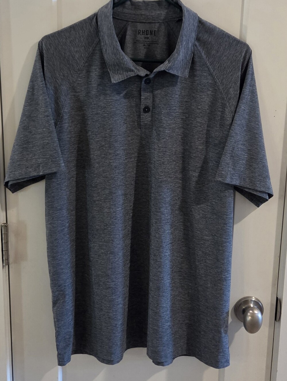 Rhone Short-Sleeve Performance Polo Shirt  Heathered Blue - Size XL - Measuremen